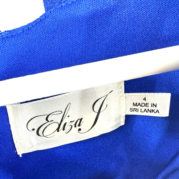 Eliza J size 4 blue sleeveless a line dress cutout neckline zip up rear lined - Picture 4 of 5